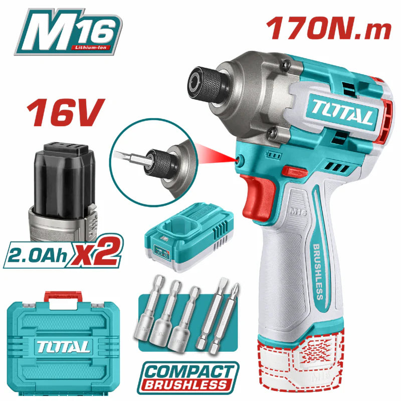 Llave De Impacto Drill 16V 1/4" 170Nm 2700Rpm 3500Bpm. Incluye Batería y Cargador