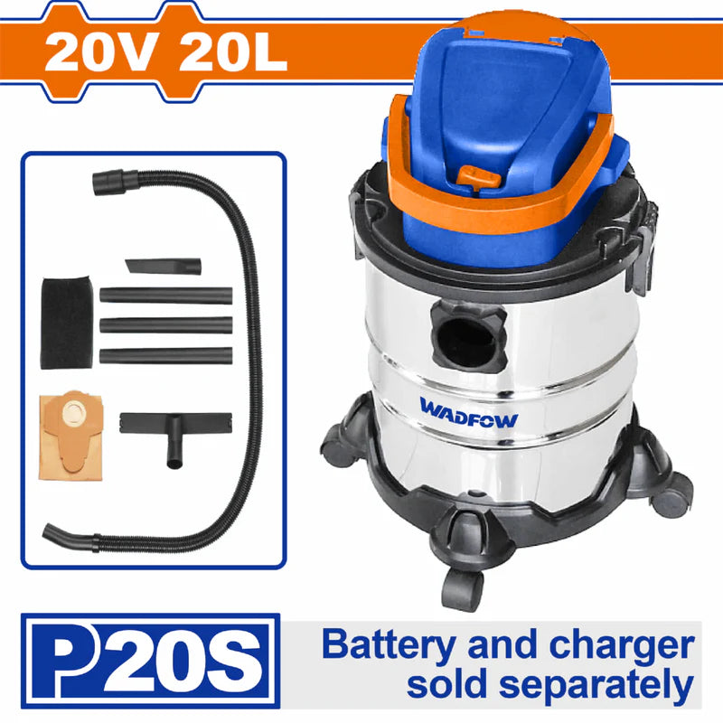 Aspiradora Inalámbrica 20V Capacidad 20L. Filtro HEPA. No Incluye Batería Ni Cargador.