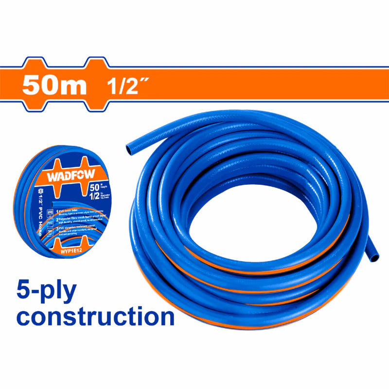 Manguera De PVC De 1/2" 50Mx1/2" Construcción De 5 Capas Espesor: 1.7Mm