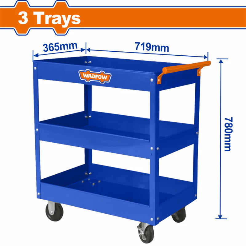 Carrito Herramientas De Servicio Mecánico Para Taller Con Ruedas Y 3 Bandejas 719 X 365 X 663Mm. Trolley