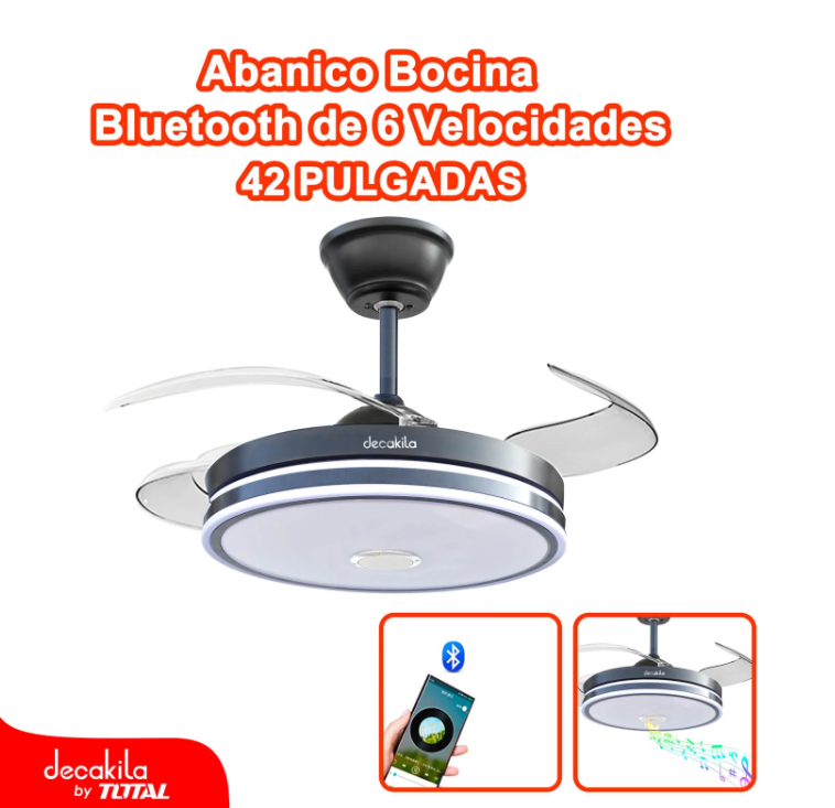 Abanico De Techo Con Lámpara 3 En 1, 42" Diametro