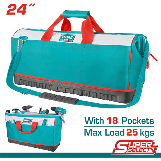 Bolsa Para Herramientas 24".Mult. Bolsillos.Reforzado Con Base Plástica. Correa De Hombro Ajustable