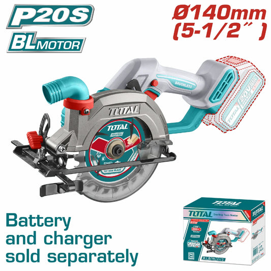 Sierra Circular Inalámbrica 20V Disco 5 1/2" 6300Rpm Batería Y Cargador Por Separado Super Total