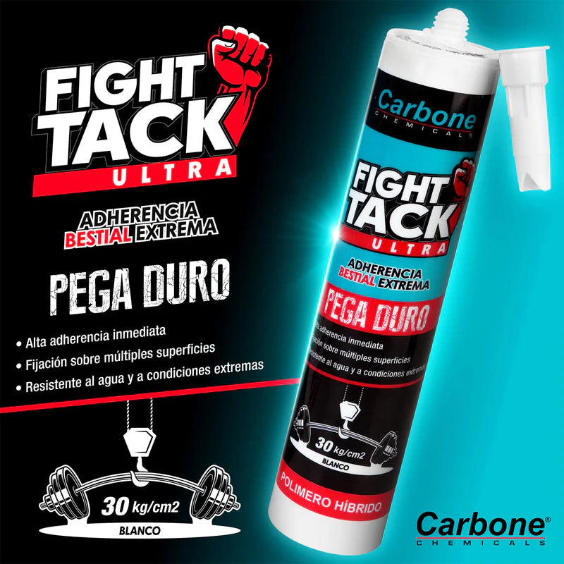 High Tack CARBONE FIGHT ULTRA Agarre Inicial INMEDIATO 300 Kg/M2 Viscosidad Adherencia Y Resistencia Alta BLANCO 290Ml.