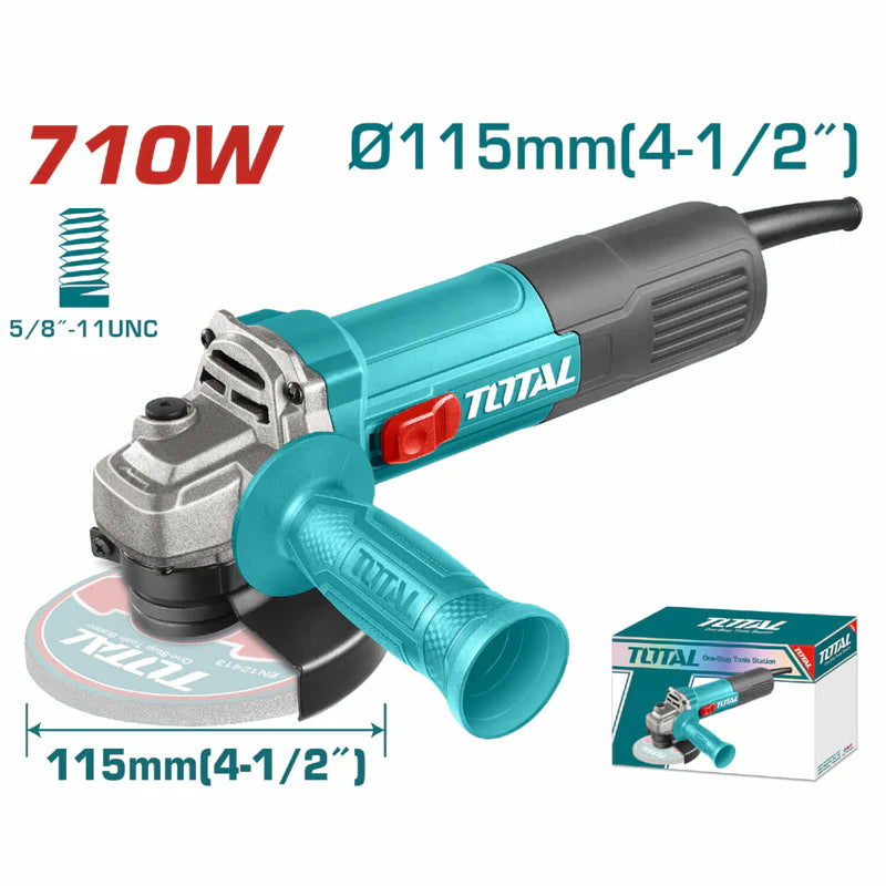 Esmeriladora Angular. 710W.Velocidad Sin Carga: 12000Rpm. Rosca: 5/8"-11UNC No Incluye Disco