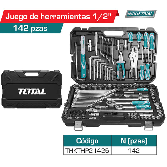 Juego de herramientas Total 142 piezas en maletin