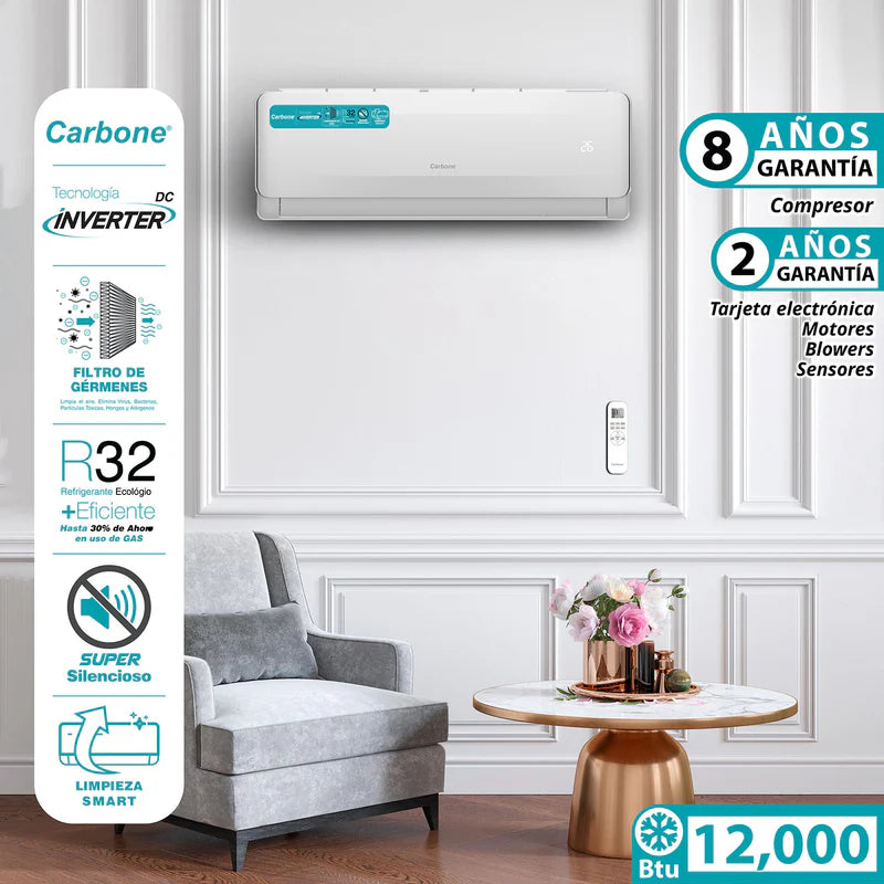 Aire Acondicionado Split Inverter 12,000 Btu R32 Coil De Cobre SEER 18