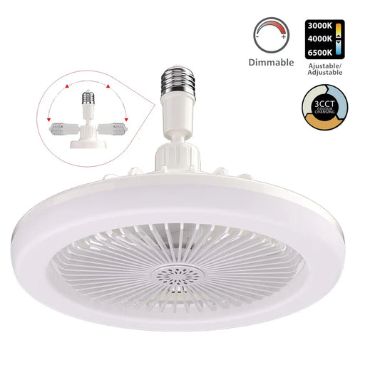 Abanico De Techo Ventilador UFO LED Base E27 30W, Color Blanco, CCT. 260X120mm Diseño Funcional Y Versátil.