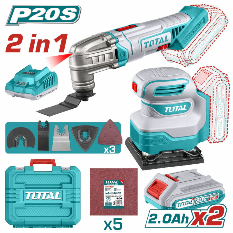 Combo Del Mes Total Flexible Multitool 20V Y Lijadora Inalámbrica 20V Con Batería Y Cargador.