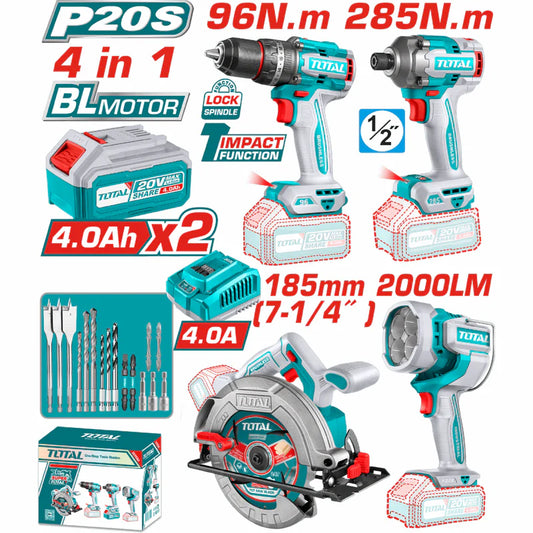 Super Combo Del Mes Total 20V Taladro 96Nm Atornillador 285Nm Sierra Y Lámpara 22.5W
