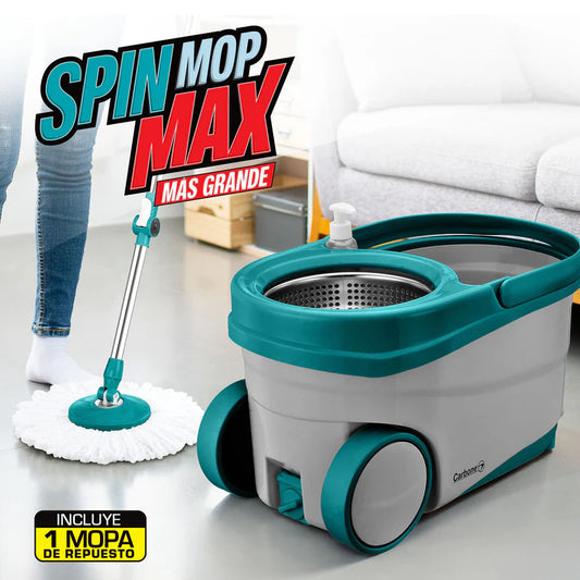 Trapeador Spin & Mop Max Con Tina Giratoria Inoxidable De 9 Litros