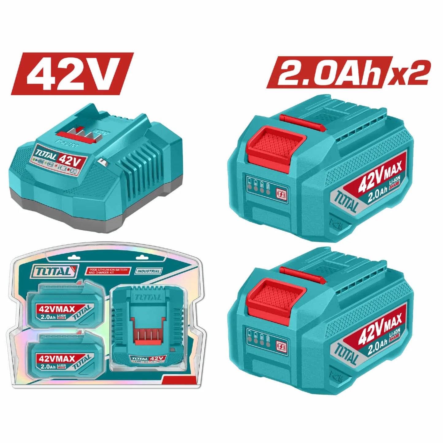 Batería 42V 2.0Ah y Cargador Rápido 42V 4A. Se Venden 2 Baterías y 1 Cargador.