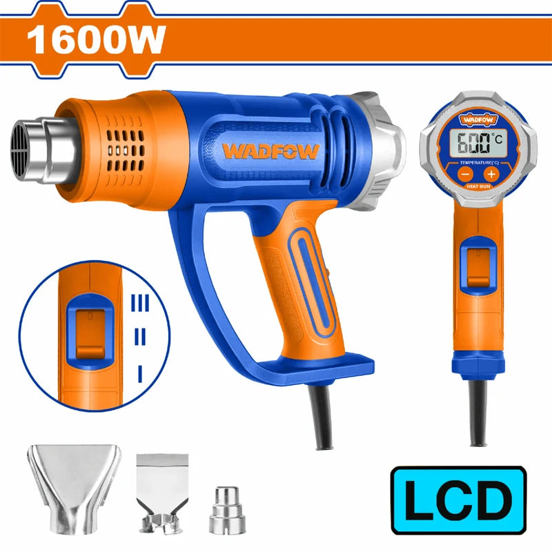 Pistola De Calor 1600W 110-120V Temp 600ºC Pantalla LCD Incluye Boquilla. Blower Aire Caliente