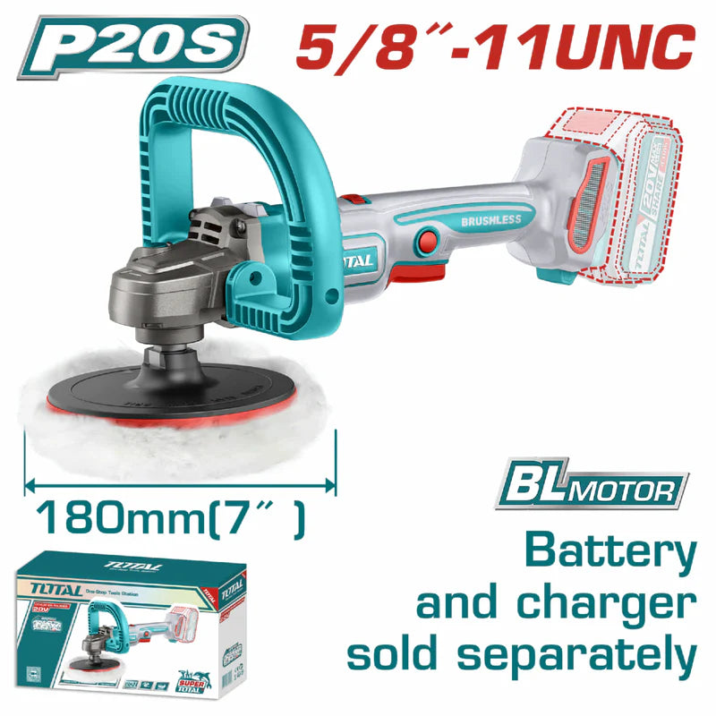 Pulidora De Felpa 5/8"-11UNC Inalámbrica De 180Mm (7"). Vel. 400-2500 Rpm. No Incluye Batería Ni Cargador.