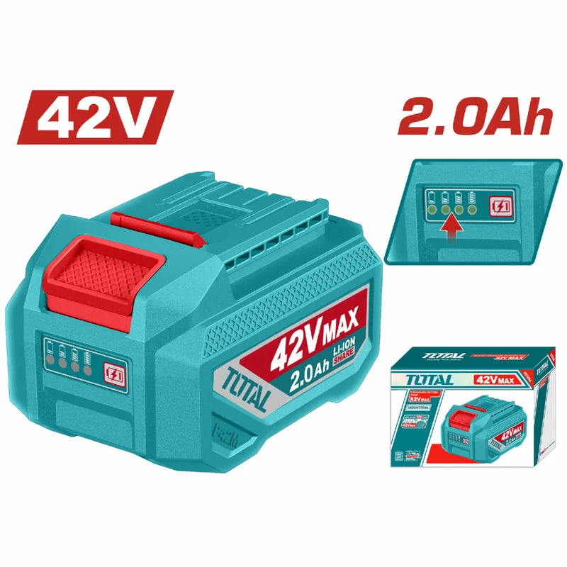 Batería 42V 2.0 Ah Litio Indicador LED De Carga. Compatible Con Múltiples Herramientas TOTAL