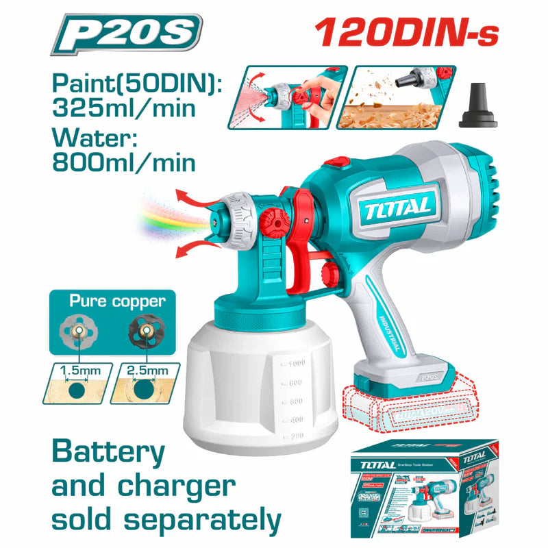 Pistola Para Pintar 20V Inalámbrica 800 Ml/Min. Contenedor De 1000Ml. No Incluye Batería Ni Cargador. Pulverizadora. Spray.