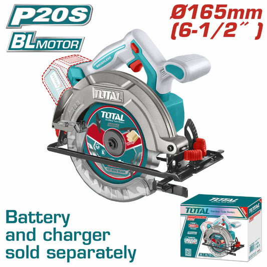 Sierra Circular Inalámbrica 20V Disco 6 1/2" 5200Rpm Batería Y Cargador Por Separado Super Total