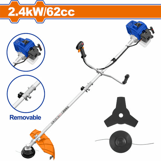 Desmalezadora Grande 62Cc Motor 2 Tiempos. Enfriado Por Aire A Gasolina. 2.4Kw(3.8HP) Desbrozadora.