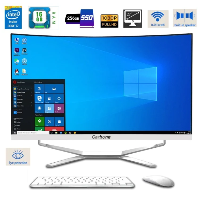 Computadora All In One Todo En Uno De Escritorio Intel I7 16GB RAM, 256GB SSD Pantalla Curva 27”