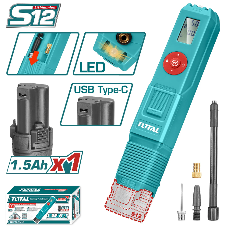 Compresor De Aire Automático Batería De Litio De 12 V. Incluye Batería. No Incluye Cargador.