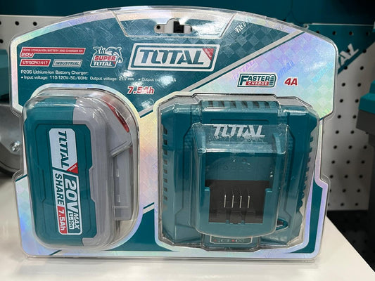 Combo Del Mes Total 20V Batería De 7.5Ah Con Indicador LED Y Cargador Rápido De 4A Compatible Con Herramientas Inalámbricas
