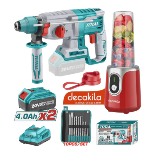 COMBO TOTAL Y DECAKILA MARTILLO ROTATIVO INALÁMBRICO 20V Y BATIDORA