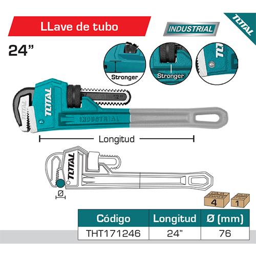 Llave de tubo forjada acero alta calidad. Remache sólido