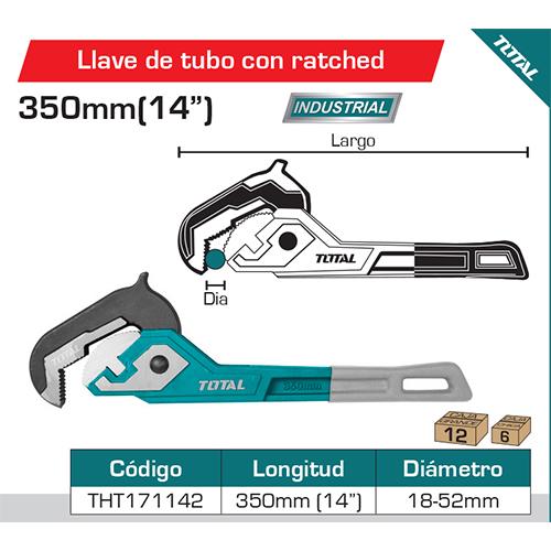 Llave de tubo con ratchet 14"