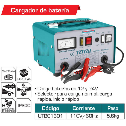 Cargador de baterías de carro 12/24 V