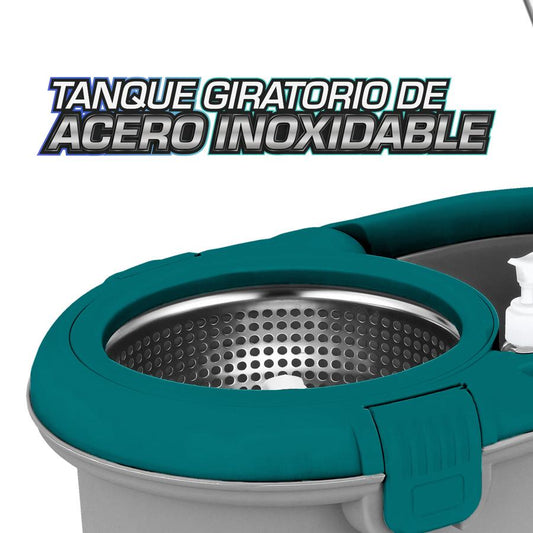 Trapeador spin and mop giratorio con tina de 5 Lts